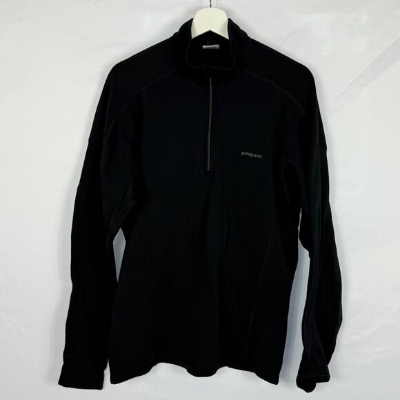 Patagonia Velocity Zip-Neck Men's Large Black 1/4 Zip Pullover Long Sleeve Shirt - Picture 1 of 9